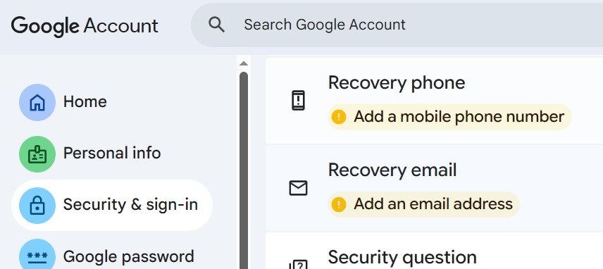 Google安全性頁面